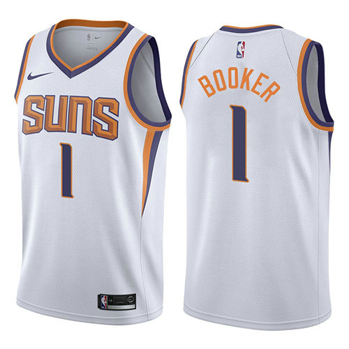 Camiseta baloncesto Devin Booker 1 2017-18 Blanco Phoenix Suns Hombre