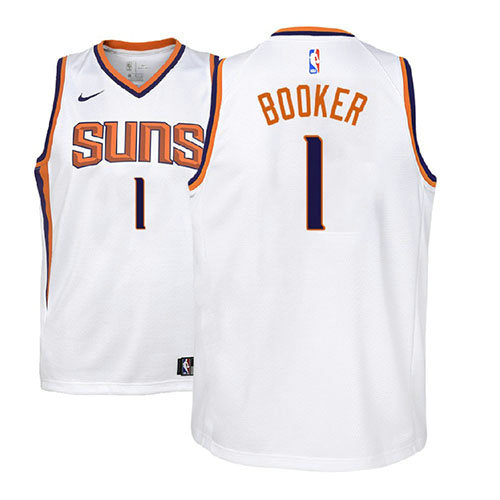 Camiseta baloncesto Devin Booker 1 2017-18 Blanco Phoenix Suns Nino