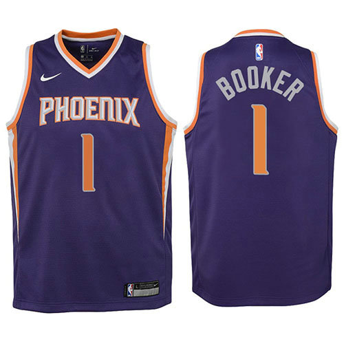 Camiseta baloncesto Devin Booker 1 2017-18 P鐓pura Phoenix Suns Nino
