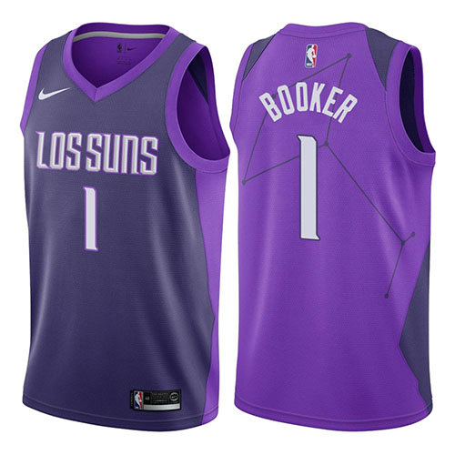 Camiseta baloncesto Devin Booker 1 Ciudad 2017-18 P鐓pura Phoenix Suns Hombre