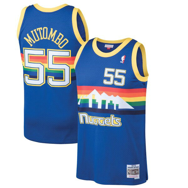 Camiseta baloncesto Dikembe Mutombo 55 1991-1992 Classics Swingman Azul Denver Nuggets Hombre