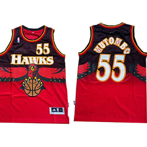 Camiseta baloncesto Dikembe Mutombo 55 Retro Rojo Atlanta Hawks Hombre