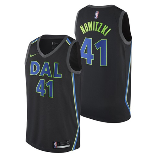 Camiseta baloncesto Dirk Nowitzki 41 Ciudad 2017-18 Negro Dallas Mavericks Hombre