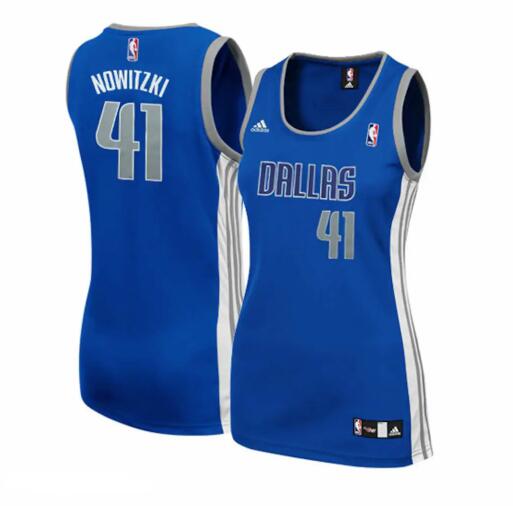 Camiseta baloncesto Dirk Nowitzki 41 Moda Azul Dallas Mavericks Mujer