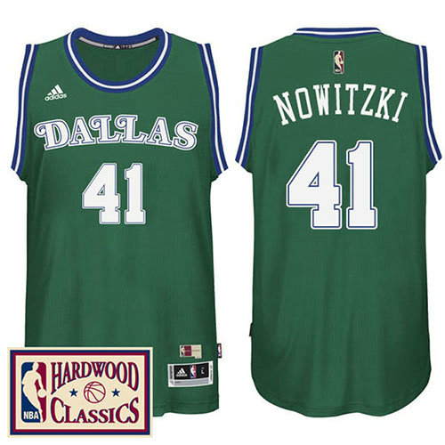 Camiseta baloncesto Dirk Nowitzki 41 Retro Verde Dallas Mavericks Hombre