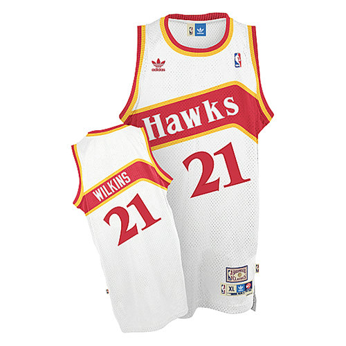 Camiseta baloncesto Dominique Wilkins 21 Retro Blanco Atlanta Hawks Hombre