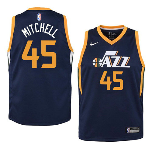 Camiseta baloncesto Donovan Mitchell 45 Icon 2017-18 Azul Utah Jazz Nino