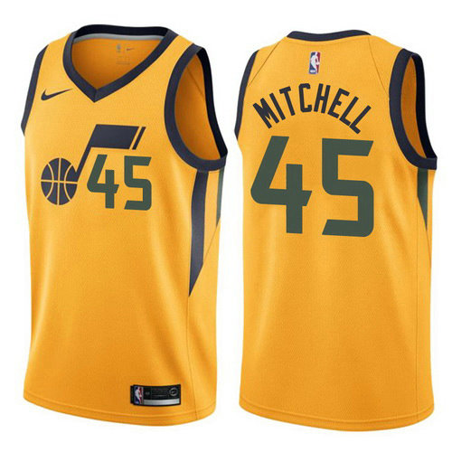 Camiseta baloncesto Donovan Mitchell 45 Statement 2017-18 Amarillo Utah Jazz Hombre