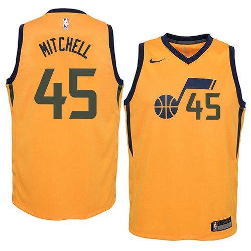 Camiseta baloncesto Donovan Mitchell 45 Statement 2017-18 Amarillo Utah Jazz Nino