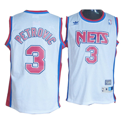 Camiseta baloncesto Drazen Petrovic 3 Retro Blanco Brooklyn Nets Hombre