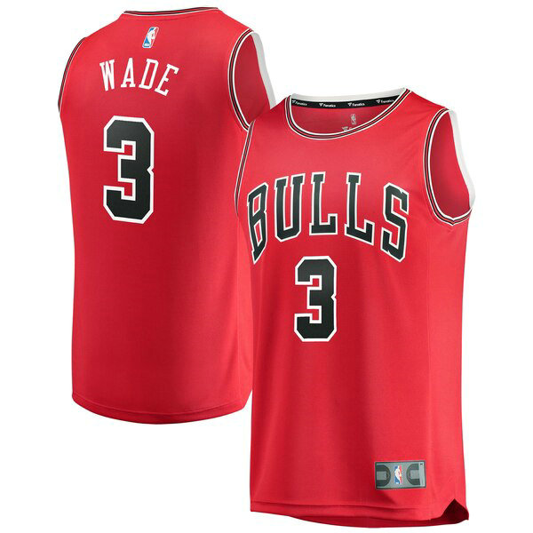 Camiseta baloncesto Dwyane Wade 3 2019 Rojo Chicago Bulls Hombre