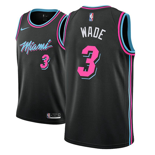 Camiseta baloncesto Dwyane Wade 3 Ciudad 2018-19 Negro Miami Heat Hombre