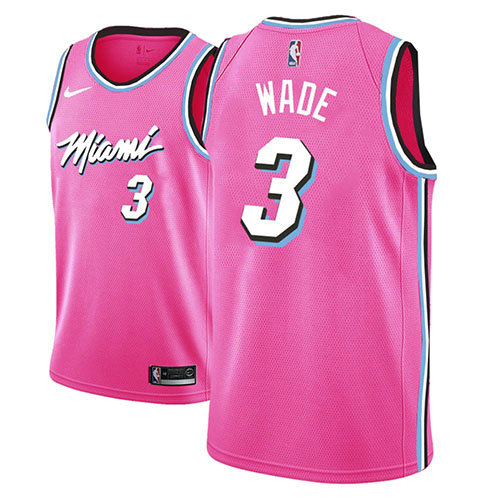 Camiseta baloncesto Dwyane Wade 3 Earned 2018 Rosa Miami Heat Hombre