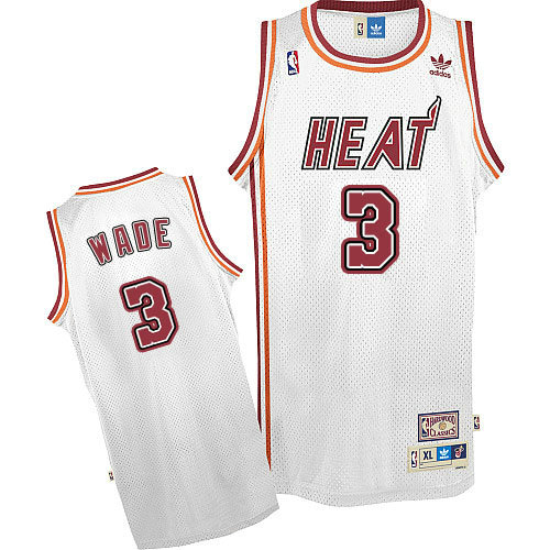 Camiseta baloncesto Dwyane Wade 3 Retro Blanco Miami Heat Hombre