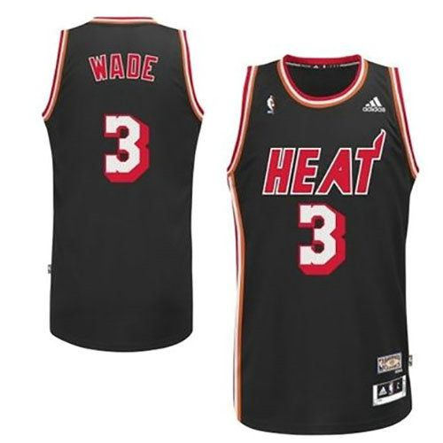 Camiseta baloncesto Dwyane Wade 3 Retro Negro Miami Heat Hombre