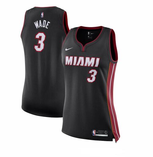 Camiseta baloncesto Dwyane Wade 3 icon edition Negro Miami Heat Mujer