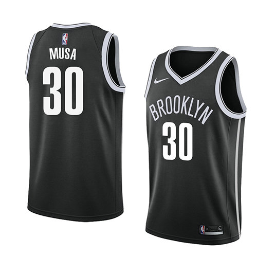 Camiseta baloncesto Dzanan Musa 30 Icon 2018 Negro Brooklyn Nets Hombre