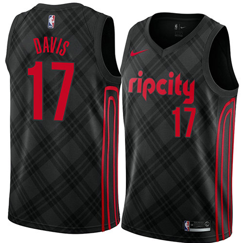 Camiseta baloncesto Ed Davis 17 Ciudad 2018 Negro Portland Trail Blazers Hombre