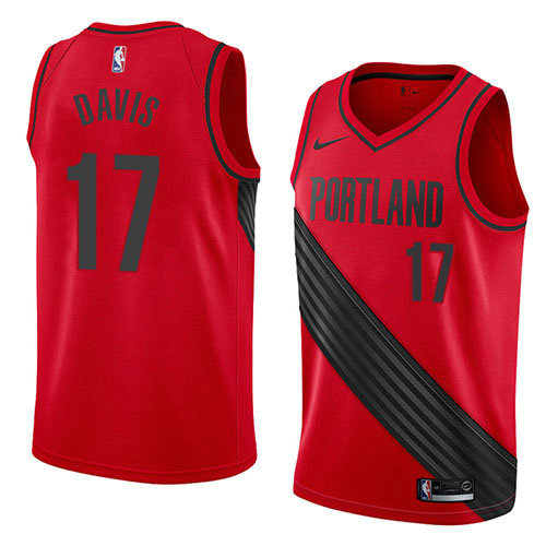 Camiseta baloncesto Ed Davis 17 Statement 2018 Rojo Portland Trail Blazers Hombre