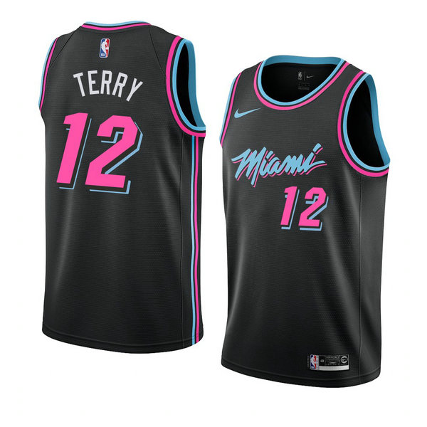 Camiseta baloncesto Emanuel Terry 12 Ciudad 2018-19 Negro Miami Heat Hombre