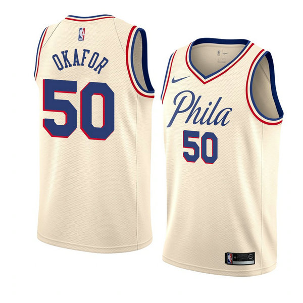 Camiseta baloncesto Emeka Okafor 50 Ciudad 2018 Crema Philadelphia 76ers Hombre