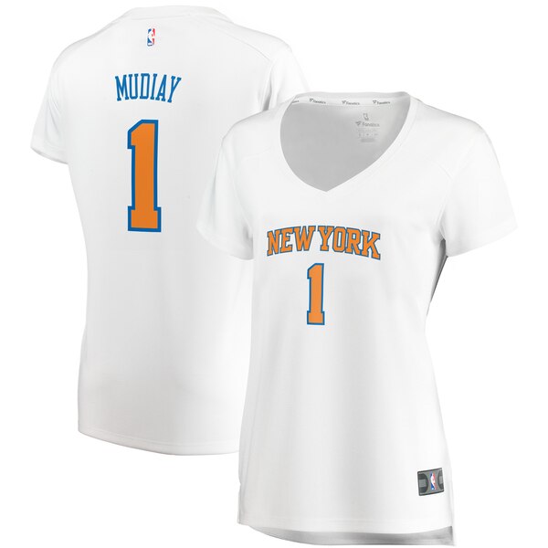 Camiseta baloncesto Emmanuel Mudiay 1 association edition Blanco New York Knicks Mujer