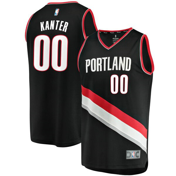 Camiseta baloncesto Enes Kanter 0 Icon Edition Negro Portland Trail Blazers Hombre