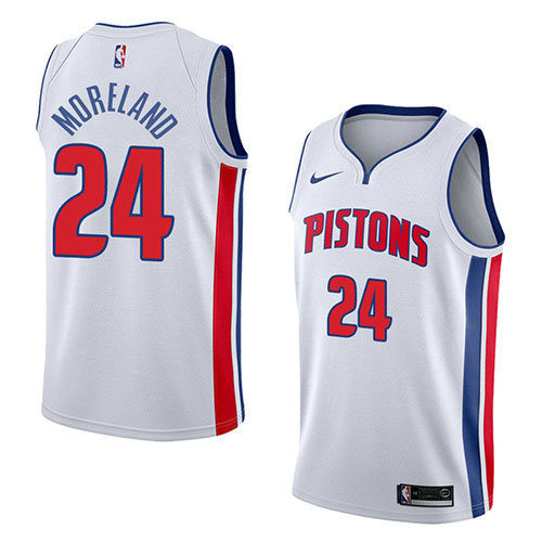 Camiseta baloncesto Eric Moreland 24 Association 2018 Blanco Detroit Pistons Hombre