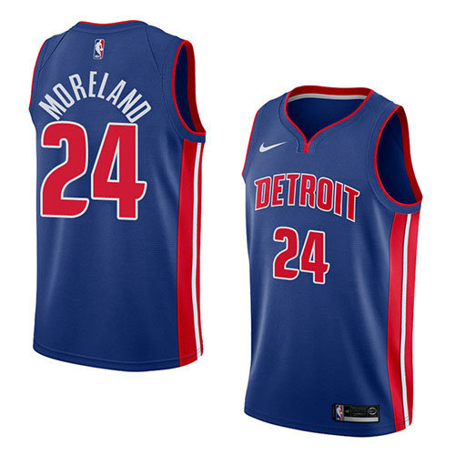 Camiseta baloncesto Eric Moreland 24 Icon 2018 Azul Detroit Pistons Hombre