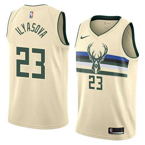 Camiseta baloncesto Ersan Ilyasova 23 Ciudad 2018 Crema Milwaukee Bucks Hombre