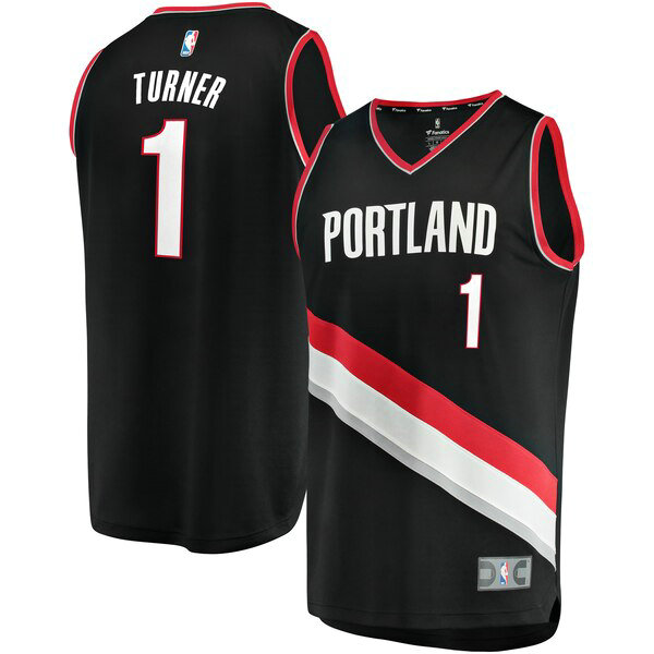 Camiseta baloncesto Evan Turner 1 Icon Edition Negro Portland Trail Blazers Hombre