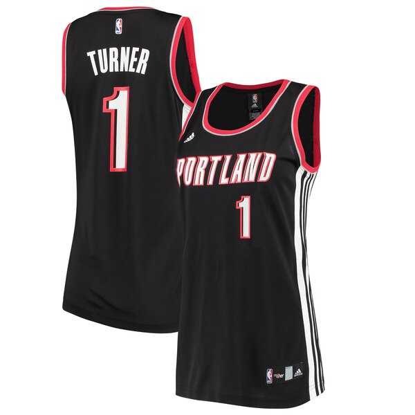 Camiseta baloncesto Evan Turner 1 Réplica Negro Portland Trail Blazers Mujer