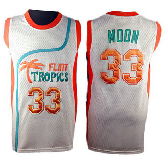 Camiseta baloncesto Flint Tropics Jackie Moon 33 Blanca