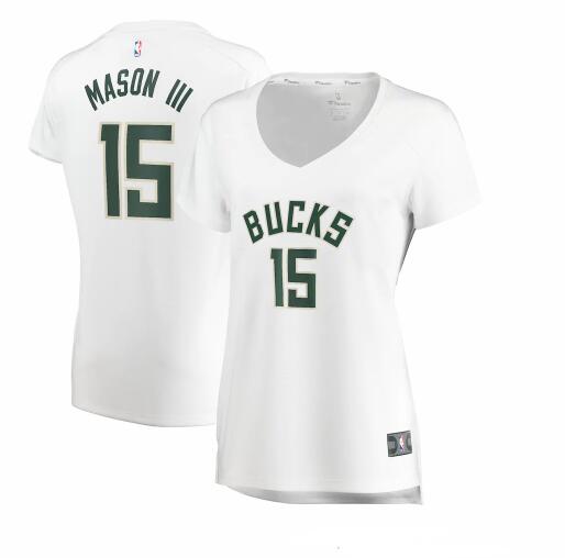 Camiseta baloncesto Frank Mason III 15 association edition Blanco Milwaukee Bucks Mujer