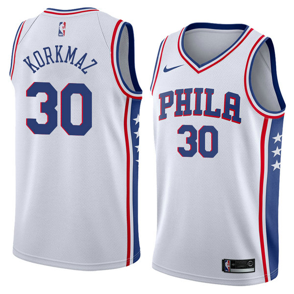 Camiseta baloncesto Furkan Korkmaz 30 Association 2018 Blanco Philadelphia 76ers Hombre