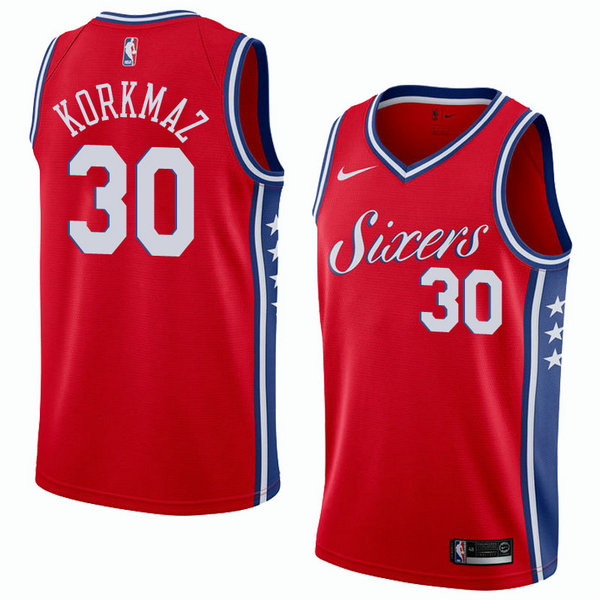 Camiseta baloncesto Furkan Korkmaz 30 Statement 2018 Rojo Philadelphia 76ers Hombre