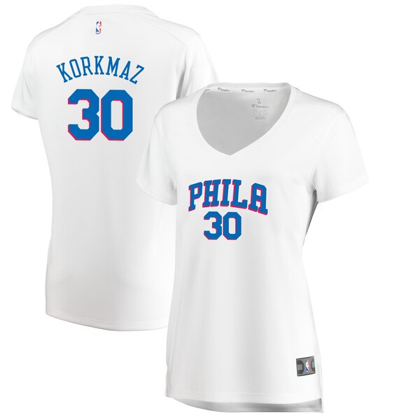 Camiseta baloncesto Furkan Korkmaz 30 association edition Blanco Philadelphia 76ers Mujer