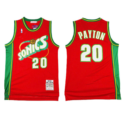 Camiseta baloncesto Gary Payton 20 Historic Retro Roja Seattle Supersonics Hombre