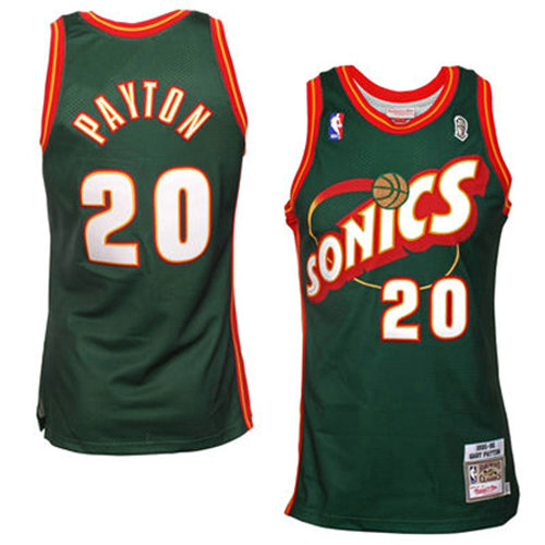 Camiseta baloncesto Gary Payton 20 Historic Retro Verde Seattle Supersonics Hombre