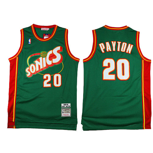 Camiseta baloncesto Gary Payton 20 Historic Verde Seattle Supersonics Hombre