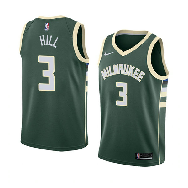 Camiseta baloncesto George Hill 3 Icon 2018 Verde Milwaukee Bucks Hombre