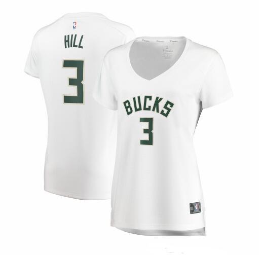 Camiseta baloncesto George Hill 3 association edition Blanco Milwaukee Bucks Mujer