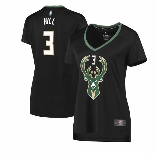 Camiseta baloncesto George Hill 3 statement edition Negro Milwaukee Bucks Mujer