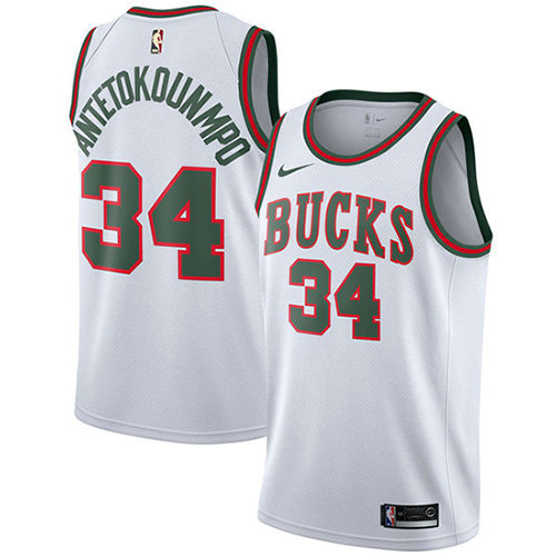 Camiseta baloncesto Giannis Antetokounmpo 34 2017-18 Blanco Milwaukee Bucks Hombre