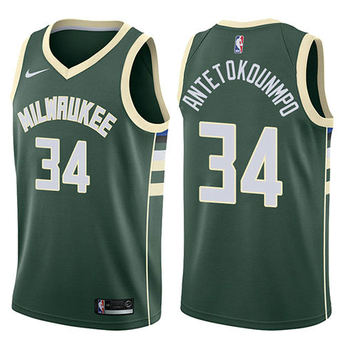 Camiseta baloncesto Giannis Antetokounmpo 34 2017-18 Verde Milwaukee Bucks Hombre