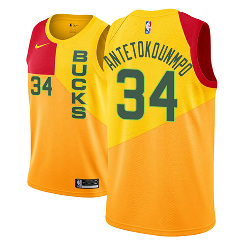 Camiseta baloncesto Giannis Antetokounmpo 34 Ciudad 2018-19 Amarillo Milwaukee Bucks Hombre