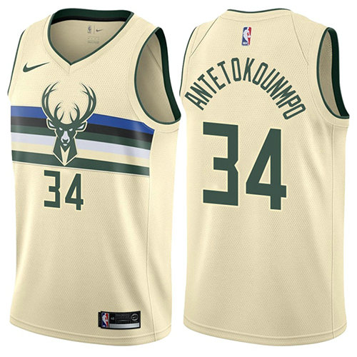 Camiseta baloncesto Giannis Antetokounmpo 34 Ciudad Crema Milwaukee Bucks Hombre