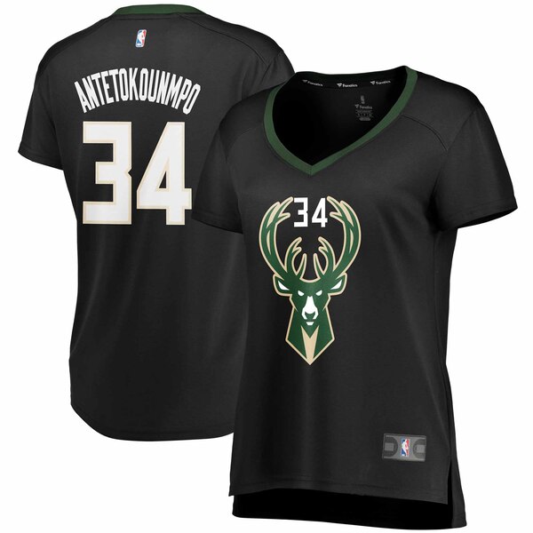 Camiseta baloncesto Giannis Antetokounmpo 34 statement edition Negro Milwaukee Bucks Mujer