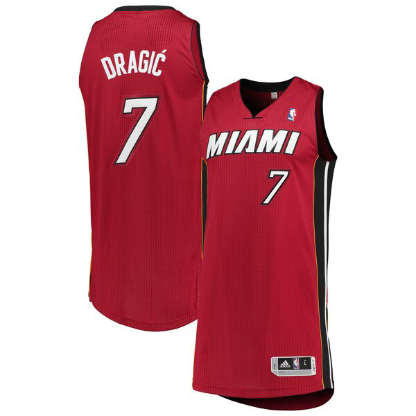 Camiseta baloncesto Goran Dragic 7 adidas Finished Authentic Rojo Miami Heat Hombre