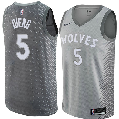 Camiseta baloncesto Gorgui Dieng 5 Ciudad 2018 Gris Minnesota Timberwolves Hombre